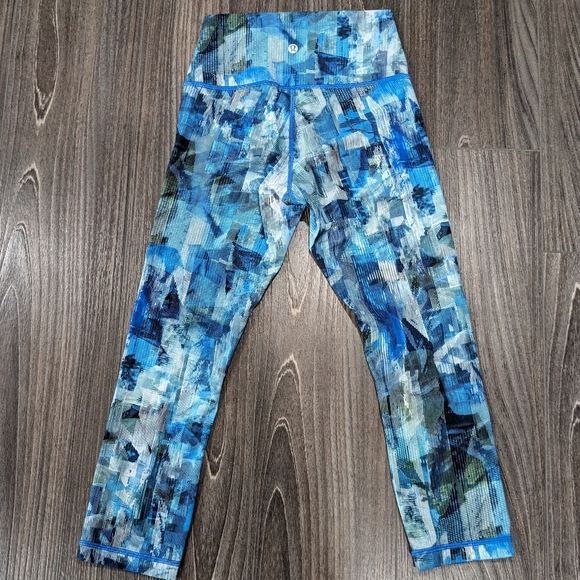 Lululemon Womens Wunder Under Crop Hi Rise 21" Leggings Sun Dazed Blue Size 4 - Picture 2 of 8
